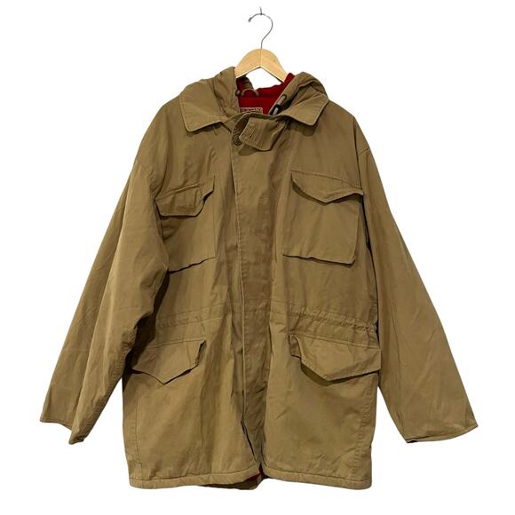 Adirondack by Savile Row Mens Jacket Coat Canvas Utility Hood Fleece-Lined Sz L - Picture 1 of 5